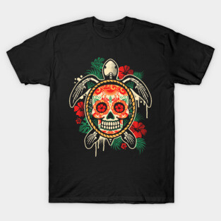 Calavera tropical sea turtle T-Shirt