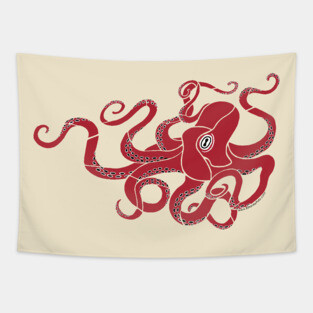 Red Pacific Octopus Tapestry
