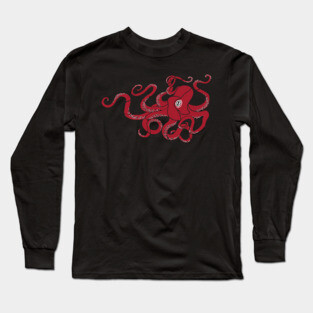 Red Pacific Octopus Long Sleeve T-Shirt