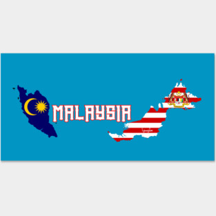 Malaysia flag & map Posters and Art