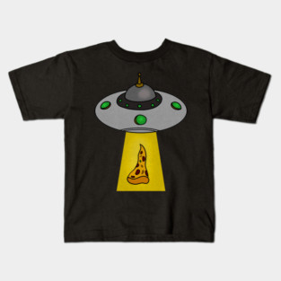 Funny Pizza Lover, UFO Beaming Kids T-Shirt