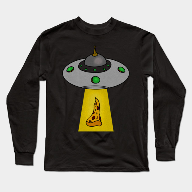 Funny Pizza Lover, UFO Beaming Long Sleeve T-Shirt by logiamerch