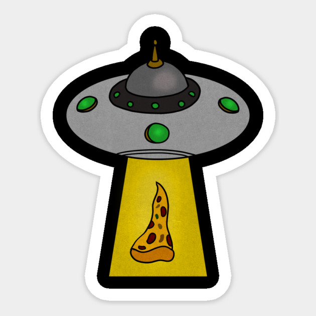 Funny Pizza Lover, UFO Beaming Sticker by logiamerch