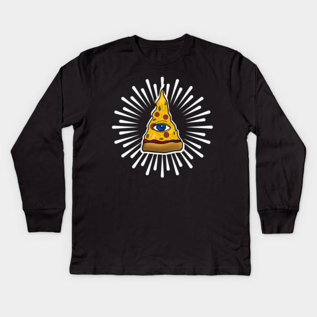 Funny Pizza, Third Eye, Pizza is Everything Kids Long Sleeve T-Shirt by logiamerch