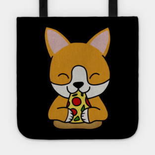 Cute shiba inu Dog Eating Pizza Tote