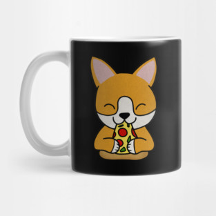 Cute shiba inu Dog Eating Pizza Mug