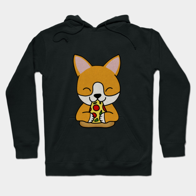 Cute shiba inu Dog Eating Pizza Hoodie by logiamerch