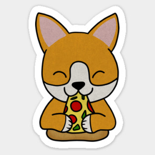 Cute shiba inu Dog Eating Pizza Sticker
