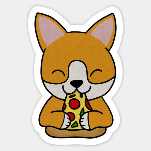 Cute shiba inu Dog Eating Pizza Sticker by logiamerch