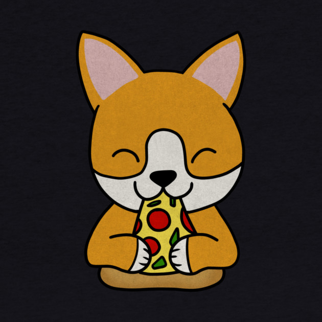 Cute shiba inu Dog Eating Pizza by logiamerch