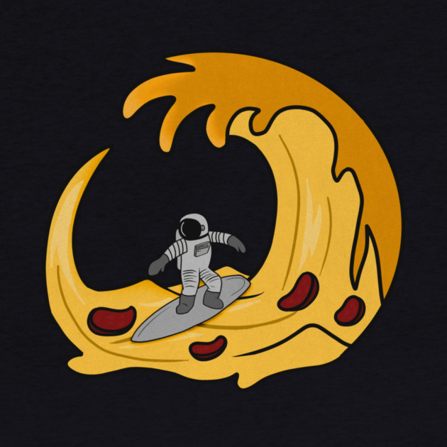 Funny Pizza Lover, Astronaut Surfing by logiamerch
