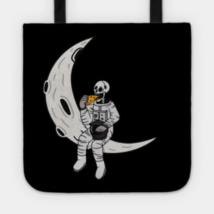 Funny Astronaut skeleton eating pizza on the Moon Tote