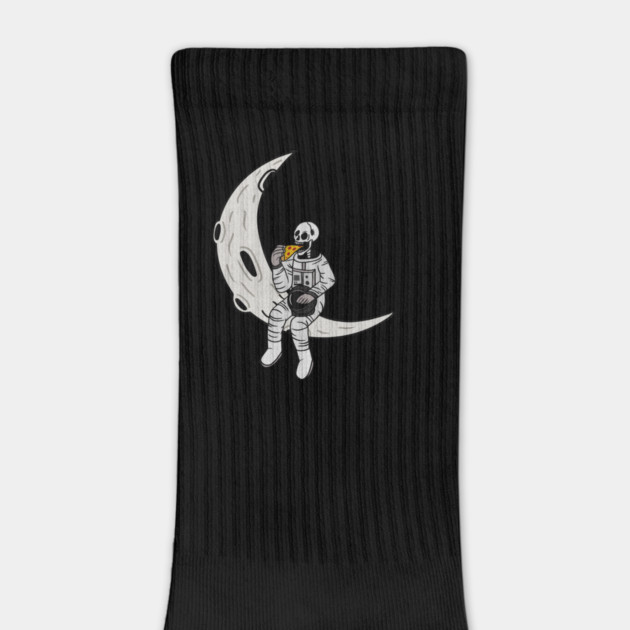 Funny Astronaut skeleton eating pizza on the Moon by logiamerch