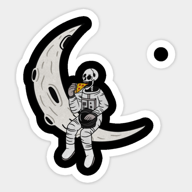 Funny Astronaut skeleton eating pizza on the Moon Magnet by logiamerch