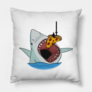 Shark Eating Pizza Funny, Pizza Lover Pillow