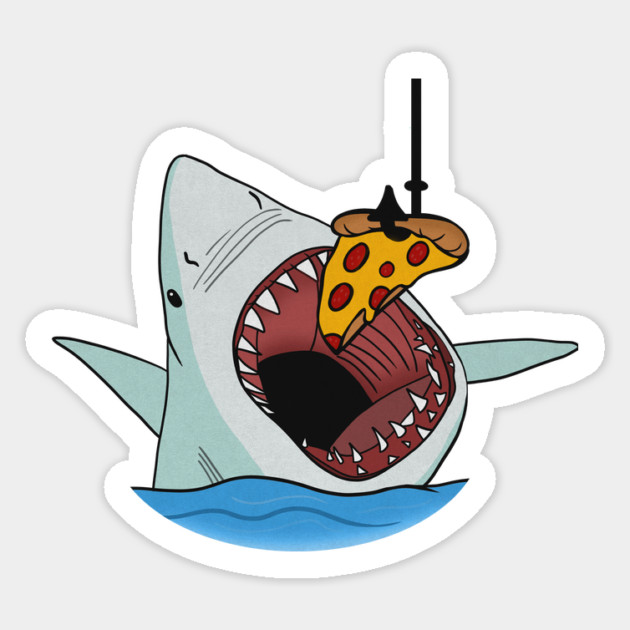Shark Eating Pizza Funny, Pizza Lover Sticker by logiamerch
