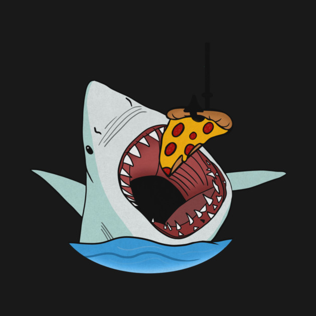 Shark Eating Pizza Funny, Pizza Lover by logiamerch