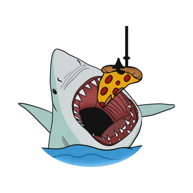 Shark Eating Pizza Funny, Pizza Lover by logiamerch