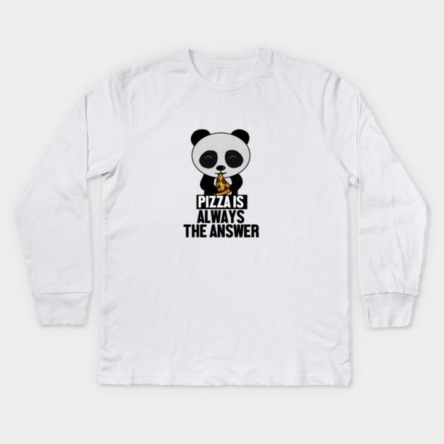 Funny Panda, Pizza is Always the Answer Kids Long Sleeve T-Shirt by logiamerch