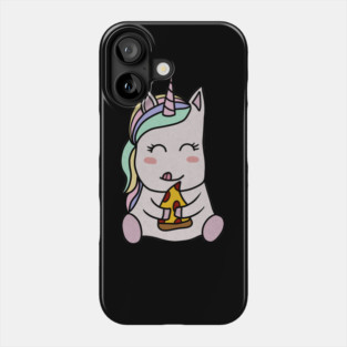 Cute Unicorn eating Pizza, Funny Pizza Lover Phone Case