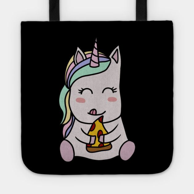 Cute Unicorn eating Pizza, Funny Pizza Lover Tote by logiamerch