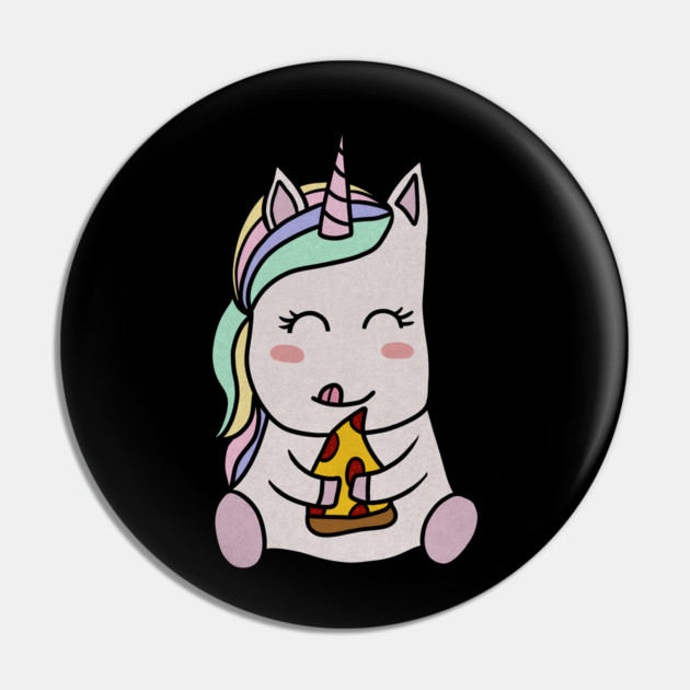 Cute Unicorn eating Pizza, Funny Pizza Lover Pin by logiamerch