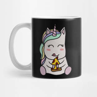 Cute Unicorn eating Pizza, Funny Pizza Lover Mug