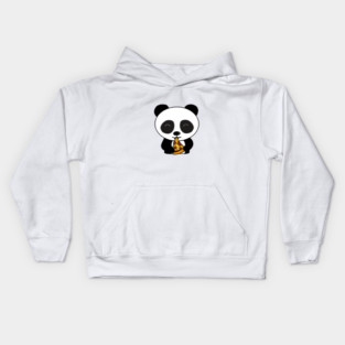 Cute Panda Bear Eating Pizza Kids Hoodie