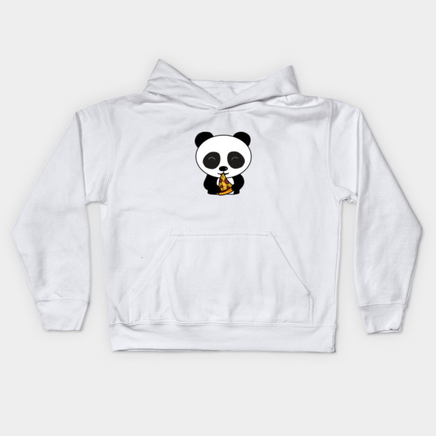 Cute Panda Bear Eating Pizza Kids Hoodie by logiamerch