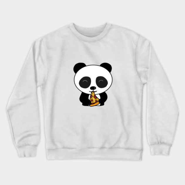 Cute Panda Bear Eating Pizza Crewneck Sweatshirt by logiamerch