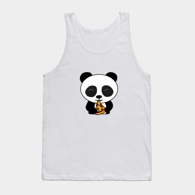 Cute Panda Bear Eating Pizza Tank Top by logiamerch