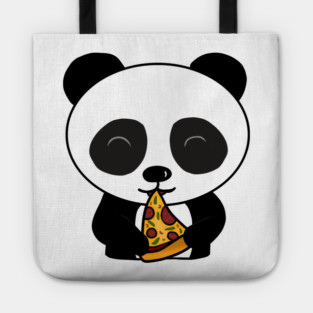 Cute Panda Bear Eating Pizza Tote
