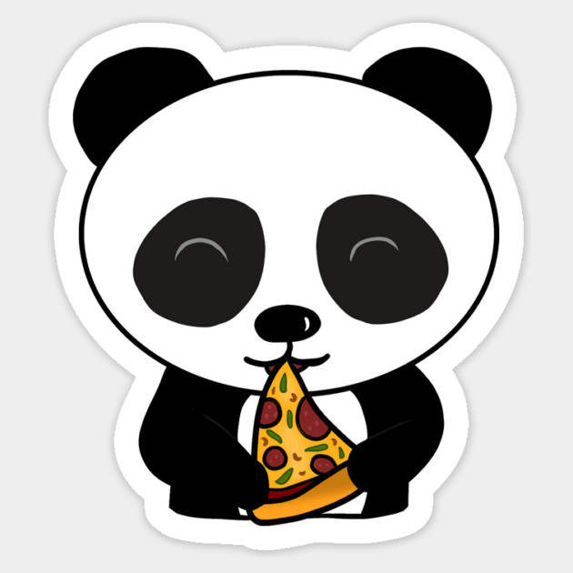 Cute Panda Bear Eating Pizza Sticker by logiamerch