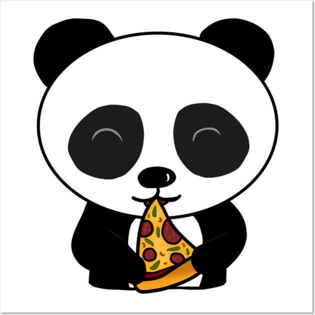 Cute Panda Bear Eating Pizza Wall Art by logiamerch