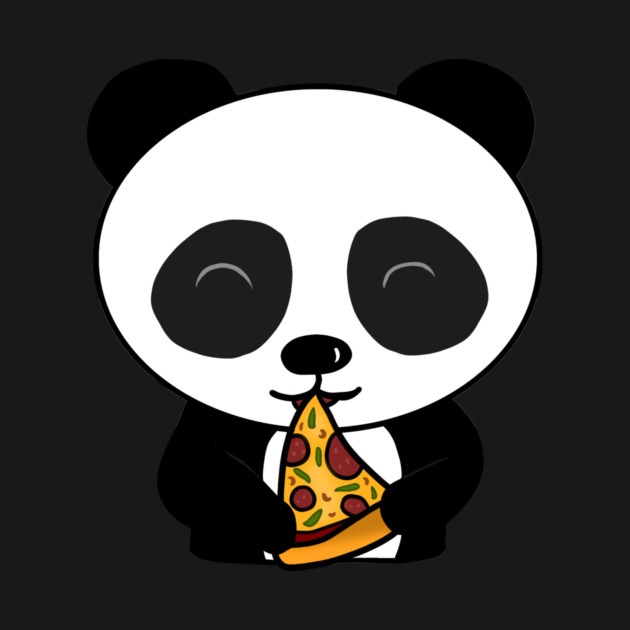 Cute Panda Bear Eating Pizza by logiamerch