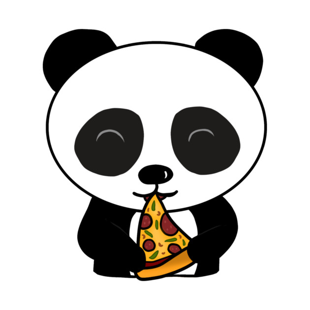 Cute Panda Bear Eating Pizza by logiamerch