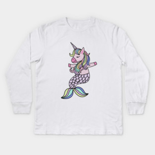 Unicorn, Mermaid, Cute Unicorn Lover Kids Long Sleeve T-Shirt