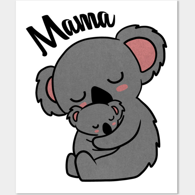 Cute Koala Bear Mama with Cub Wall Art by logiamerch