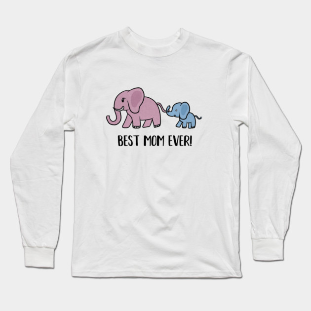 Elephant Mama with Cub, Best Mom Ever Long Sleeve T-Shirt by logiamerch