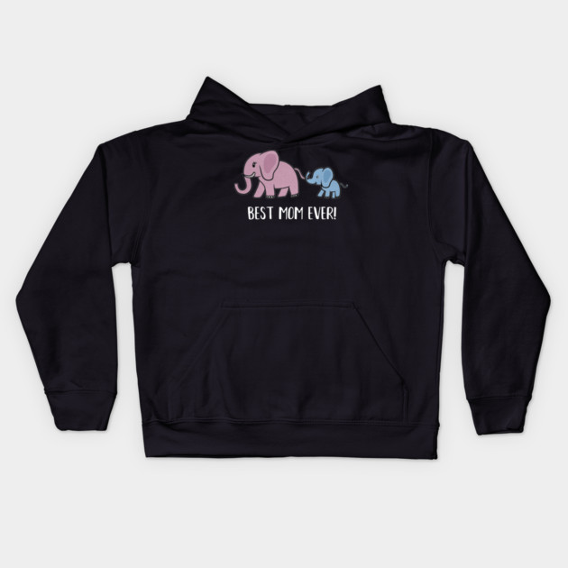 Elephant Mama with Cub, Best Mom Ever Kids Hoodie by logiamerch