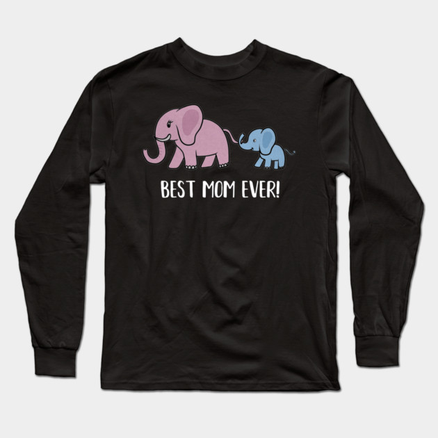 Elephant Mama with Cub, Best Mom Ever Long Sleeve T-Shirt by logiamerch