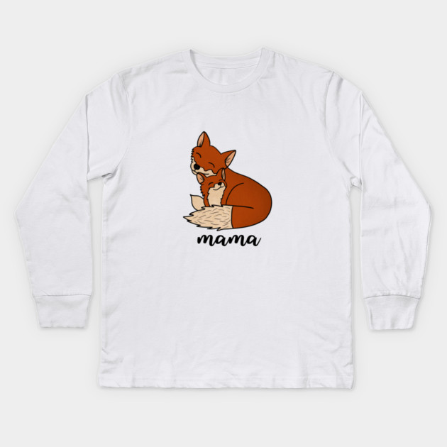 Fox Mama with Baby, Love Mothers Kids Long Sleeve T-Shirt by logiamerch