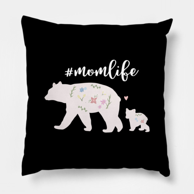 Mama bear with cub, Mom Life, Love Mothers Pillow by logiamerch