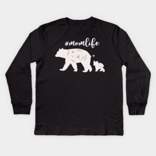 Mama bear with cub, Mom Life, Love Mothers Kids Long Sleeve T-Shirt