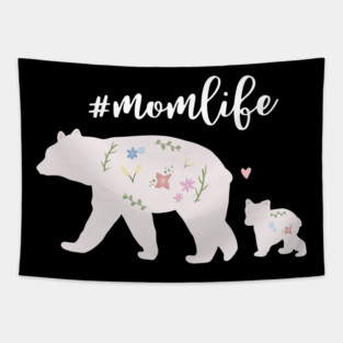 Mama bear with cub, Mom Life, Love Mothers Tapestry