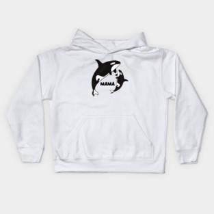 Orca Mama with Cub, Ocean Animal, Whale Kids Hoodie