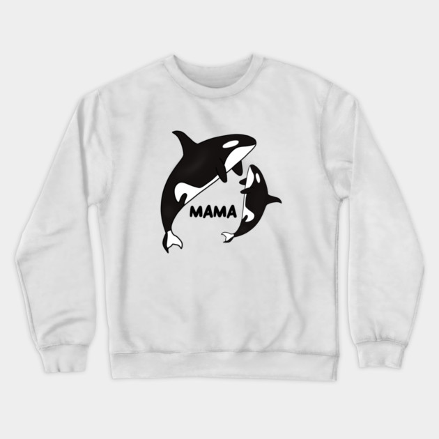 Orca Mama with Cub, Ocean Animal, Whale Crewneck Sweatshirt by logiamerch