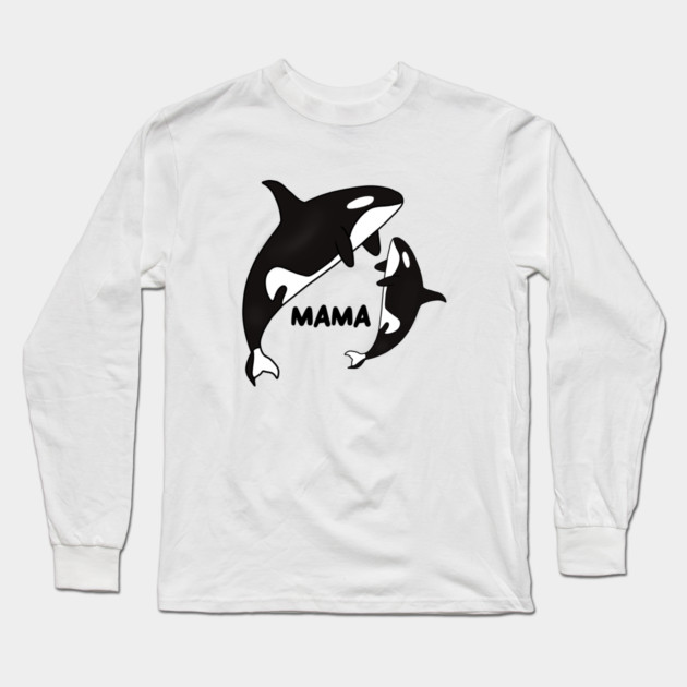 Orca Mama with Cub, Ocean Animal, Whale Long Sleeve T-Shirt by logiamerch