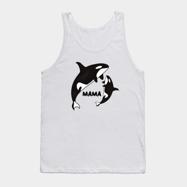 Orca Mama with Cub, Ocean Animal, Whale Tank Top by logiamerch