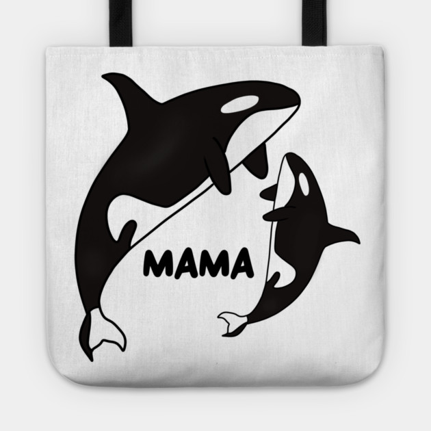 Orca Mama with Cub, Ocean Animal, Whale Tote by logiamerch